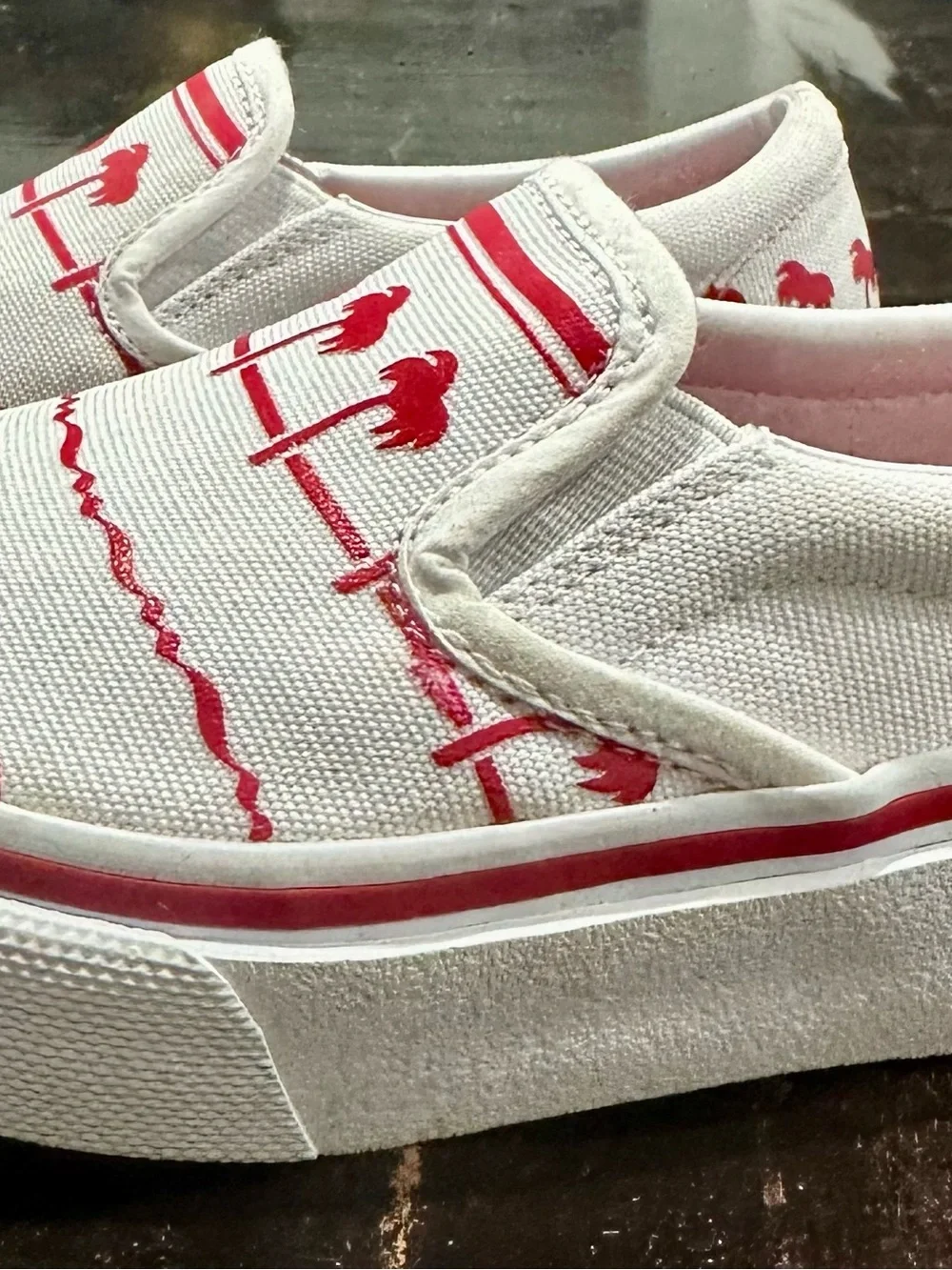 In-N-Out Burger Slip-On Shoes Kids Size 13 White Red Palm Tree Canvas Sneakers